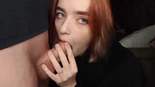 Redhead Sister Gives Brother the Best Quarantine Gift - A Cum-Filled Oral Treat