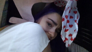 Russian Lisa fell in love with her brother and gives him a secret blowjob