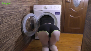 Russian Sister Stuck in Washing Machine: Paying with Pussy