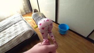 Russian Sis Cleans Up with Ass and Brother