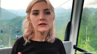 Russian Sis Sucks Bro on Funicular and Swallows