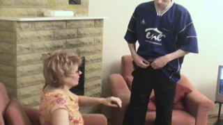 Hot Russian Threesome: Sons Double-Team Bespectacled Mom in Stockings