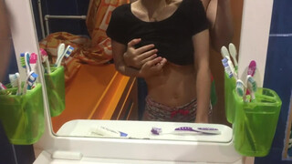 Caught In the Act: Brother Spies On Sister Then Fucks Her in the Mirror