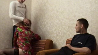 Drunk Mom Gets Double-Teamed in Stockings by Andrey and Friend