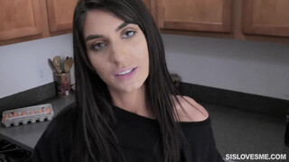 Kitchen Sibling Love: A Beautiful Brunette Giving Her Brother an Unforgettable Blowjob