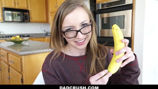 Young Glasses-Wearing Daughter Gives Father Explosive Blowjob