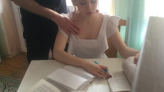 Stepfather fucked a pretty stepdaughter to distract her from lessons