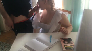 Stepfather fucked a pretty stepdaughter to distract her from lessons