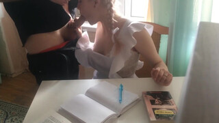 Stepfather fucked a pretty stepdaughter to distract her from lessons