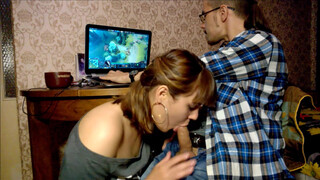Sis With Glasses Tames Gamer Brothers Throbbing Thrusts