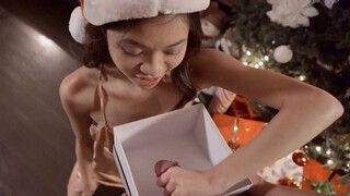 Gift of Pleasure: Stepsister Jerks Off and Sucks Brothers Cock in a Box