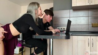 Stepsister Seduces Brother While Boyfriend Works